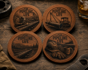 The Pipeline Life Welder Operator Leather Coaster