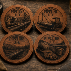 The Pipeline Life Welder Operator Leather Coaster