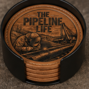 The Pipeline Life Welder Operator Leather Coaster