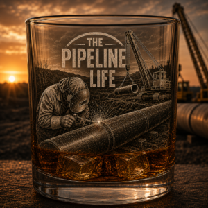 The Pipeline Life Whiskey Glass Set Welder Operator Bourbon and Ice