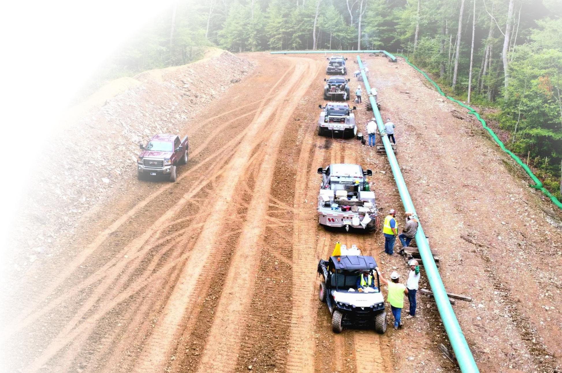 Pipeline welders and welding rigs working on the right-of-way